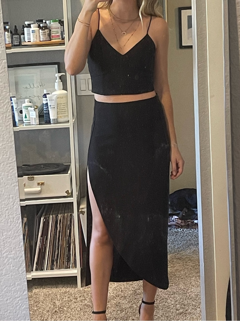 Black Top & Skirt Set